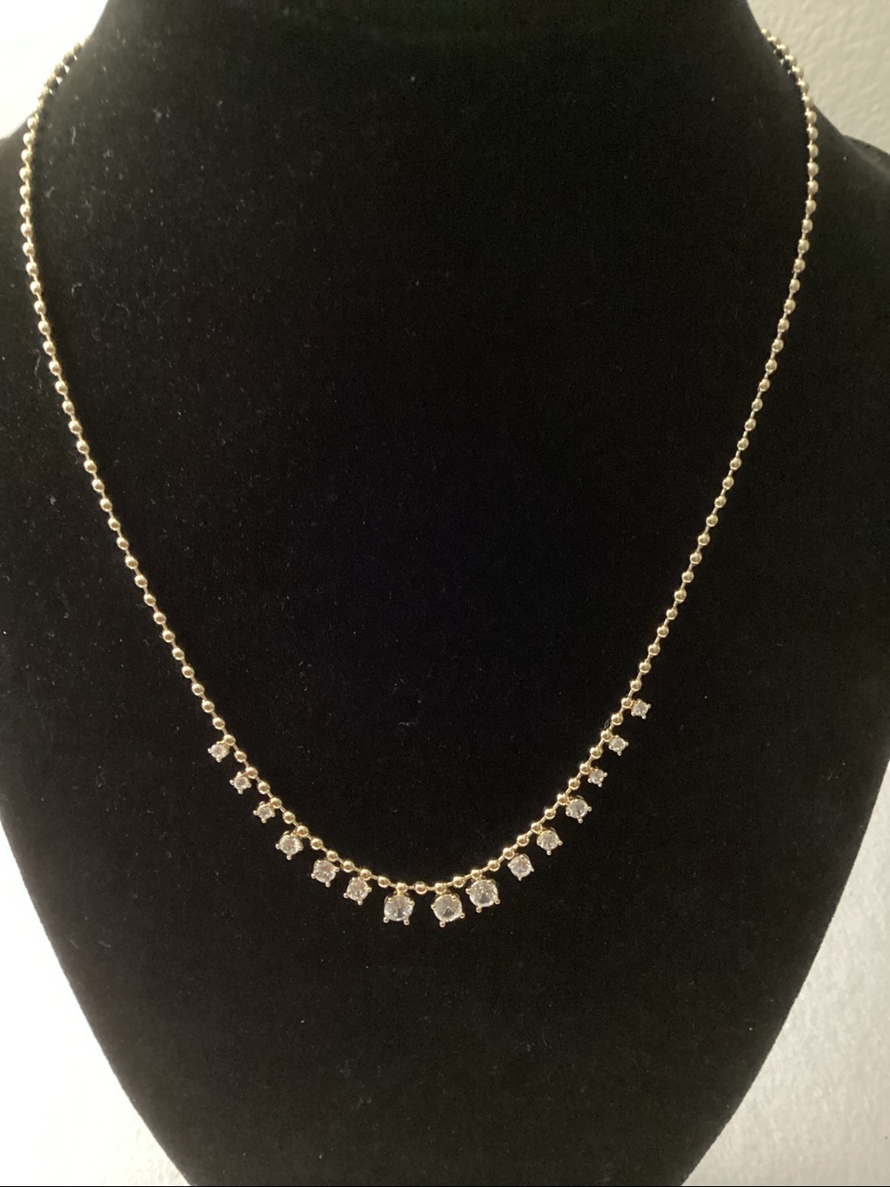 Aqua Gold Crystal Drop Station Necklace